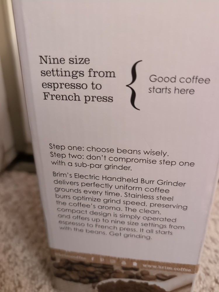 Brim Electric Handheld Burr Coffee Grinder Simple One-Touch Operation 9 Precise