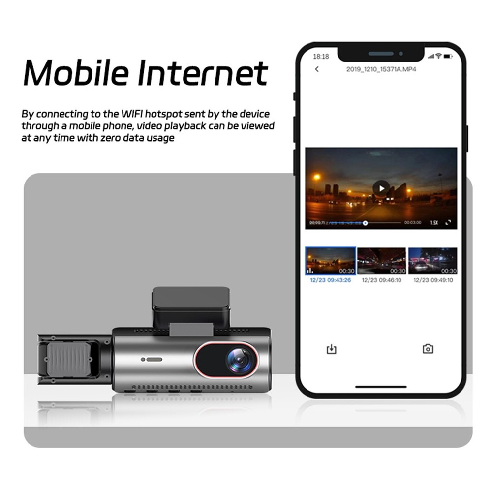 4K 3 Lens Car DVR Dash Cam Video Recorder G-Sensor Front Inside Camera