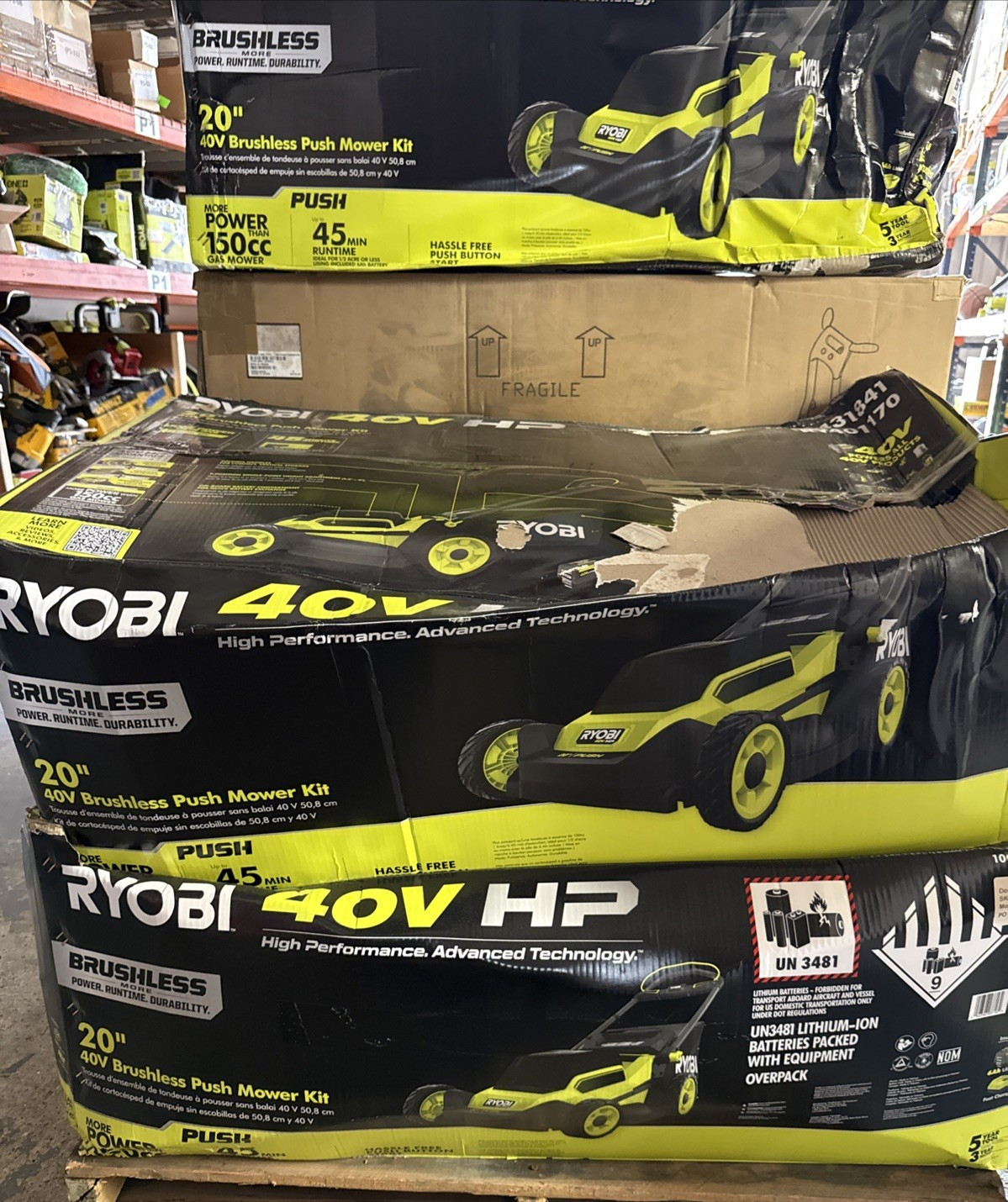 RYOBI 40V HP Brushless 20" Cordless Battery Walk Behind Push Mower RY401170