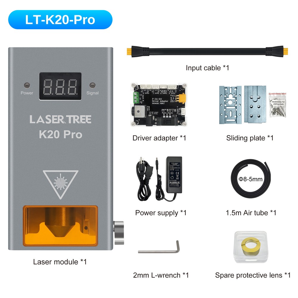 LASER TREE 20W Optical Power Laser Head Cutting Module Engraver Tools,Air Pump