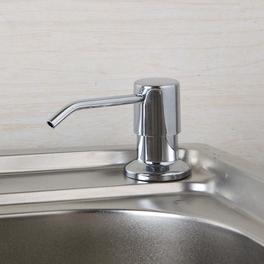 US Chrome Kitchen Liquid Soap Dispenser Single Hole Deck Mount Pump Bottle Sink