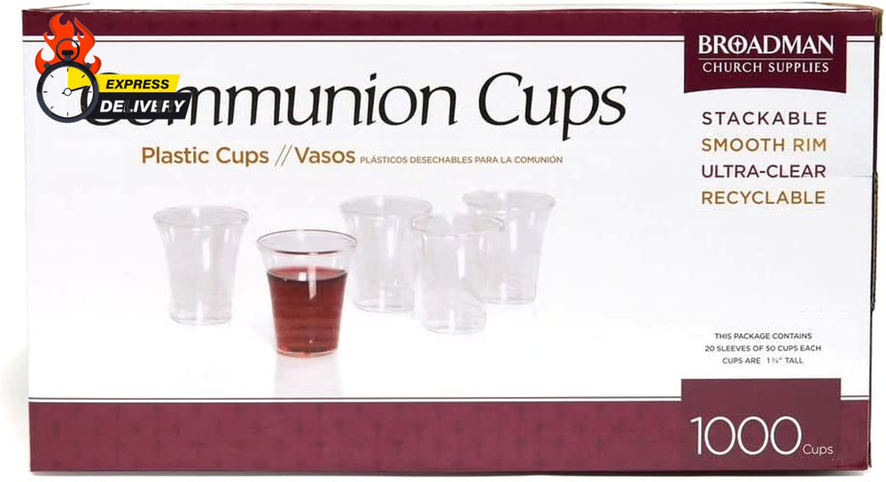 Plastic, Disposable, Recyclable Communion Cups, 1000 Count