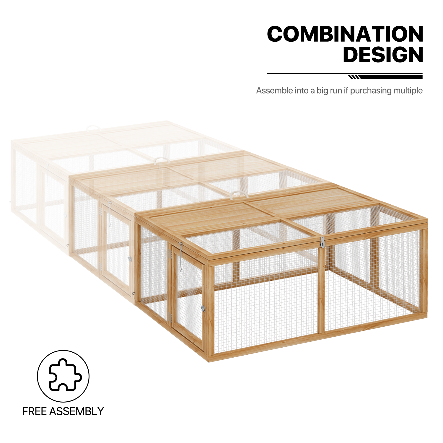 46"Folding Wooden Chicken Coop Cage Rabbit Hutch Natural Small Pet Poultry House