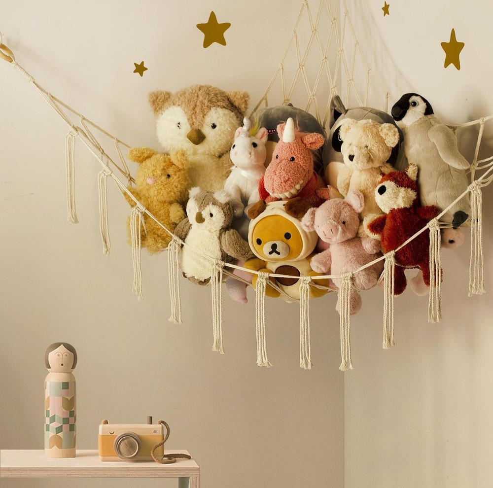 Stuffed Animal Storage Hammock or Net Corner - Large Toy Hammock Net for Stuffed