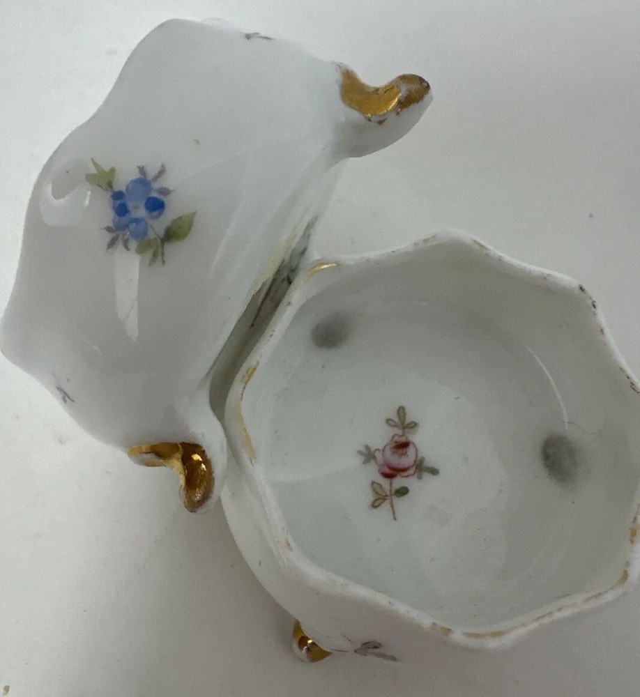 Tiny, Footed Porcelain Open Salt Dip, Cellar, Dish 1.5" Antique