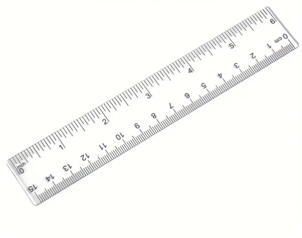 6 Inch Clear Ruler Light - 15 Centimeter/Inch Measure - Plastic Tool Grading