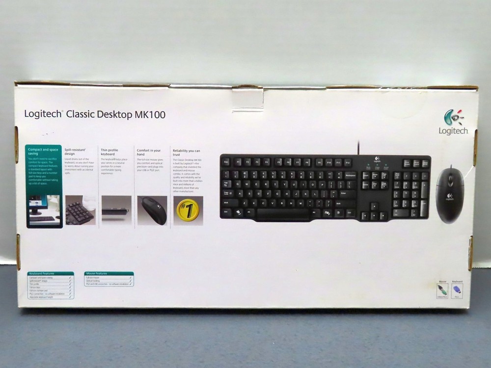 Logitech MK100 Classic Wired Desktop Keyboard + Mouse NEW in Box