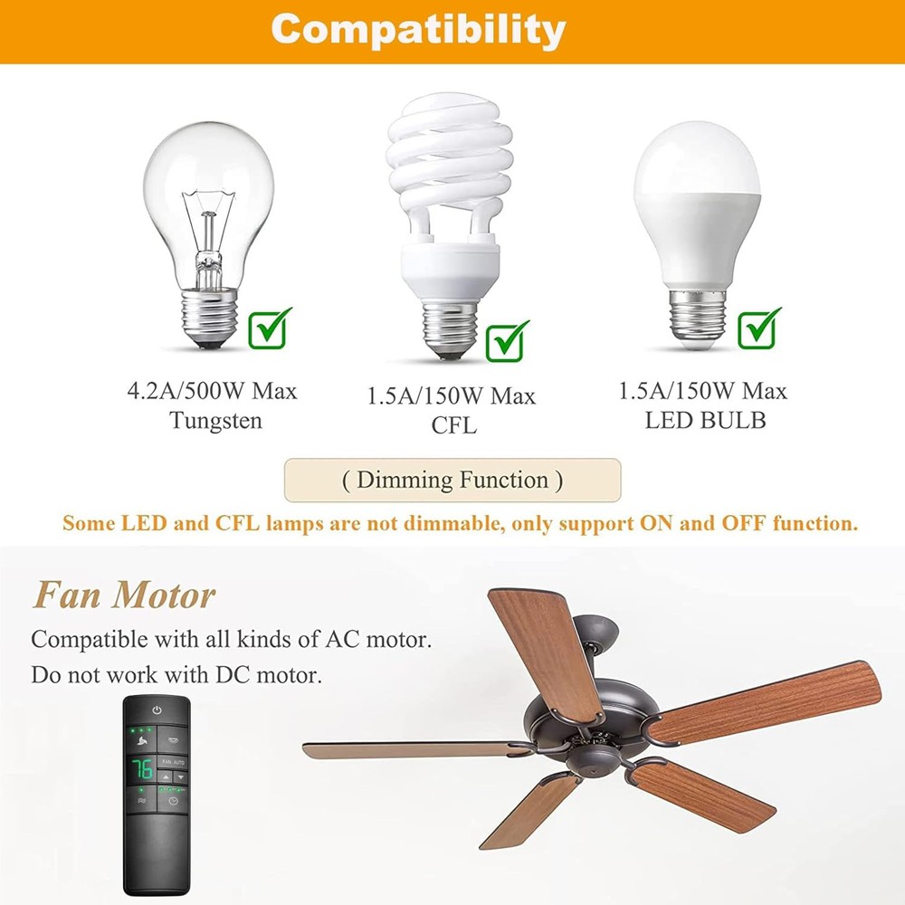 HD3 Ceiling Fan Remote Control Replacement for Hampton Bay Home Black