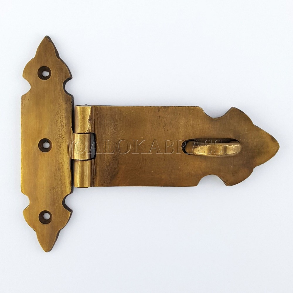 Solid brass heavy strong large 5" Hasp Staple Latch Catch Old Style box door