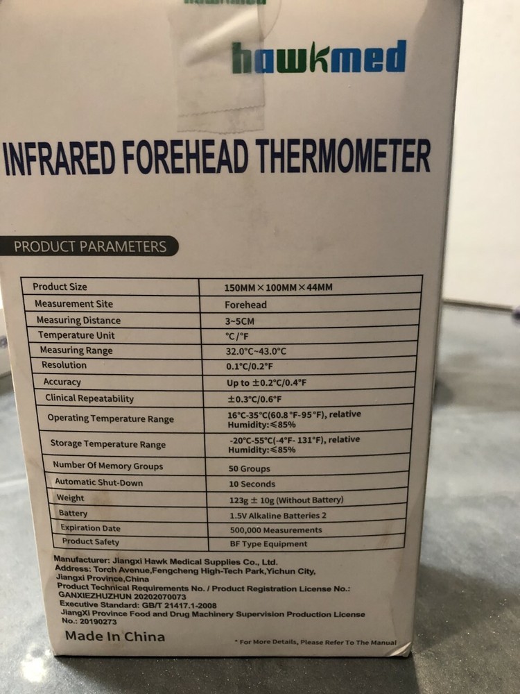 Hawkmed Infrared Forehead Thermometers