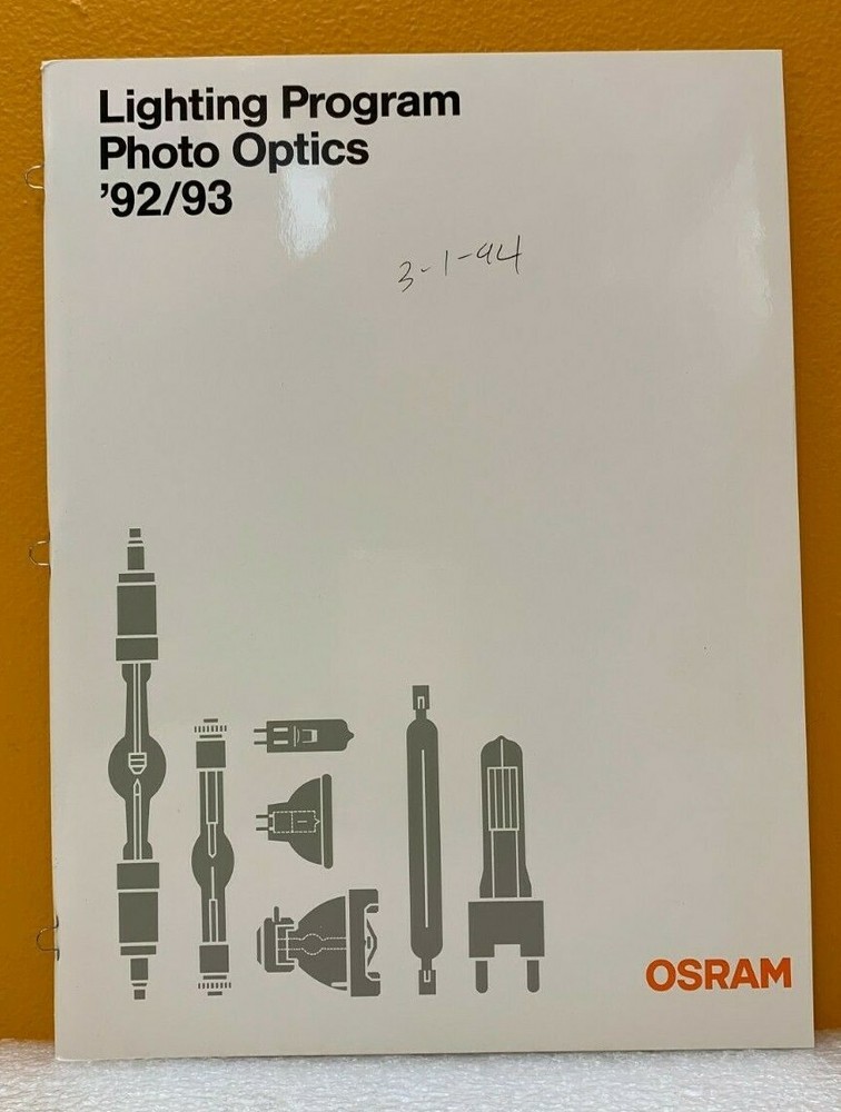 Osram Corporation 92/93 Lighting Program Phot Optics Catalog.