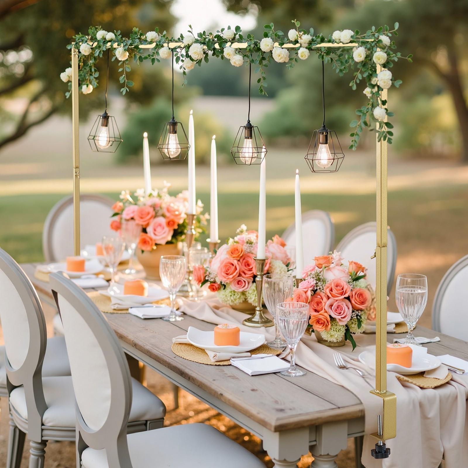 Over The Table Rod Stand Metal Arch Frame 28"-98" Adjustable Wedding Party Decor