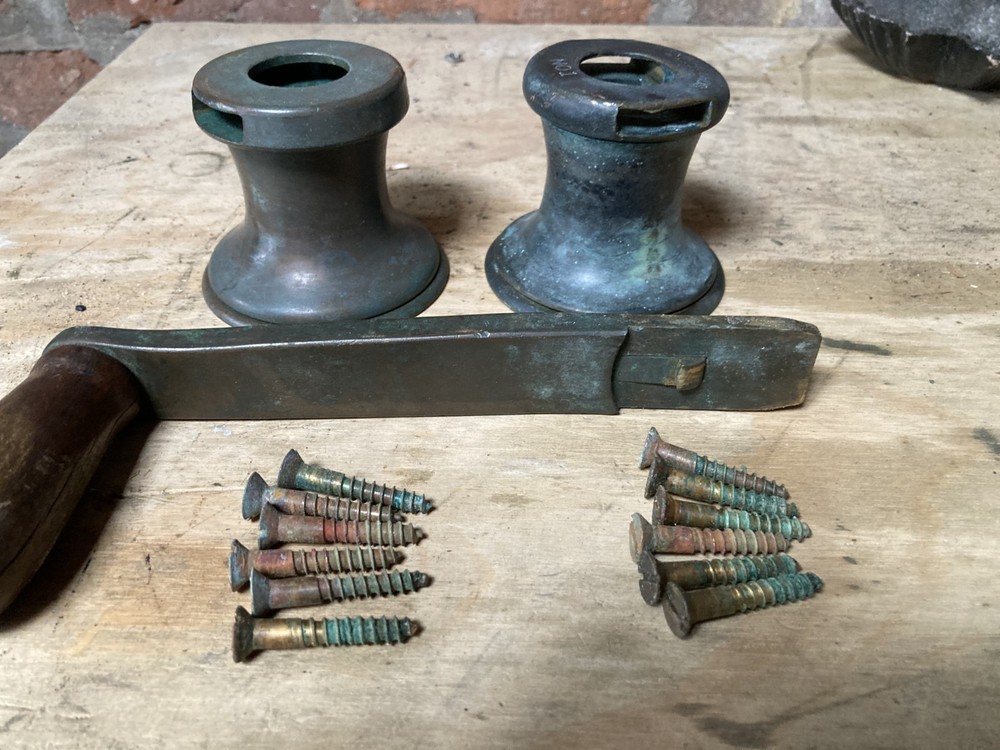 Classic bronze halyard winches.