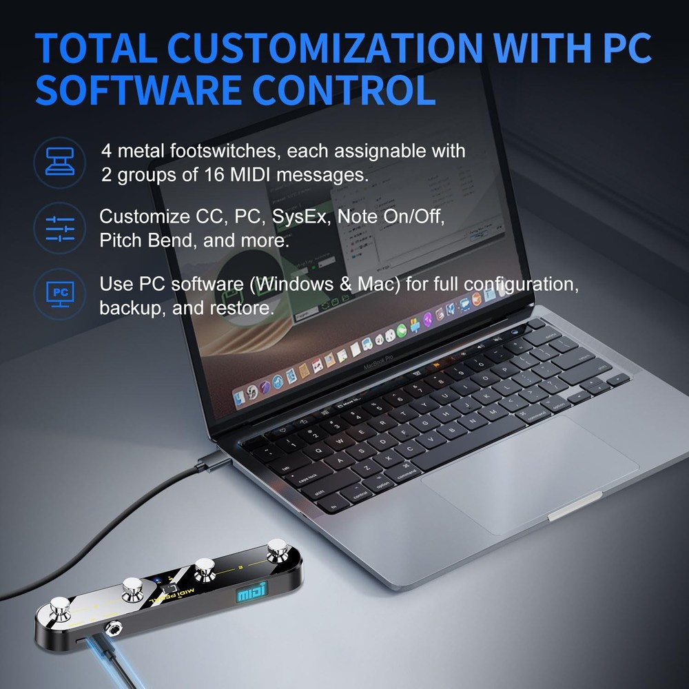 Wireless MIDI Foot Controller with Customizable Switches & Bluetooth