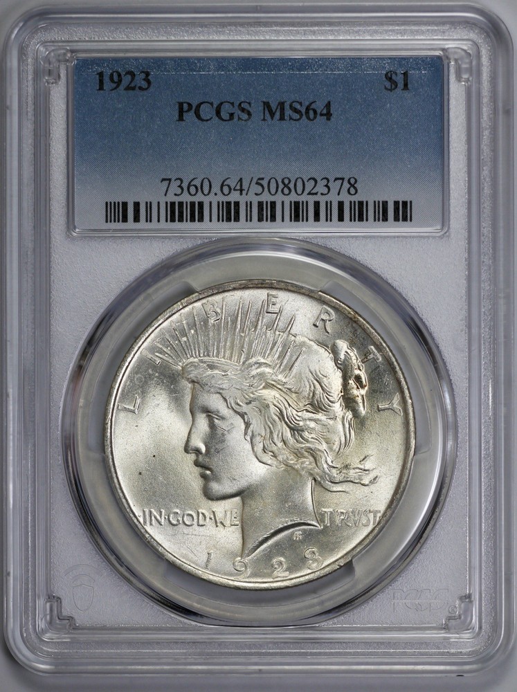 1923 Peace Silver $1 Dollar PCGS MS 64