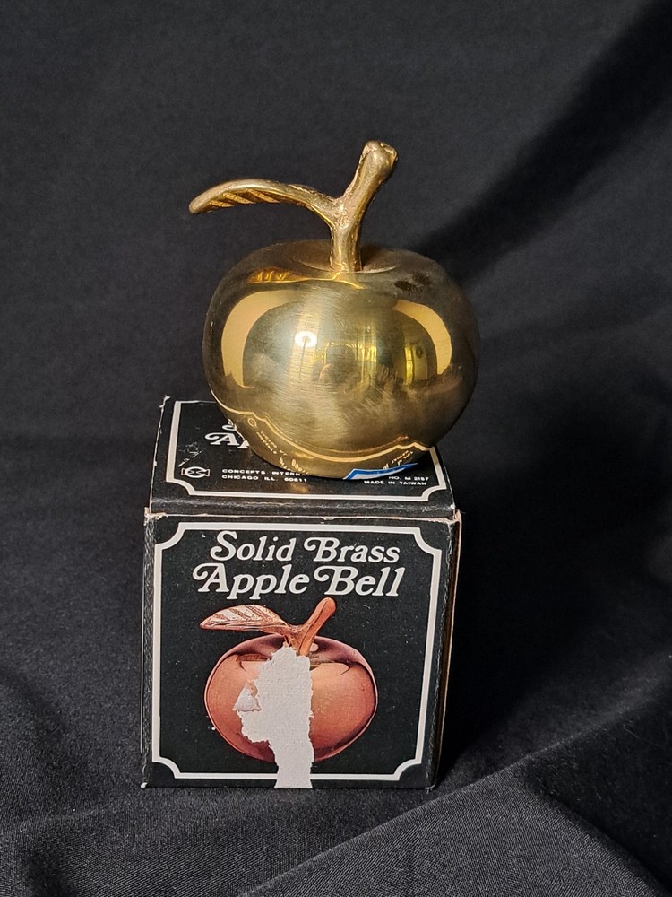 Vintage Solid Brass Apple Bell in Original Box