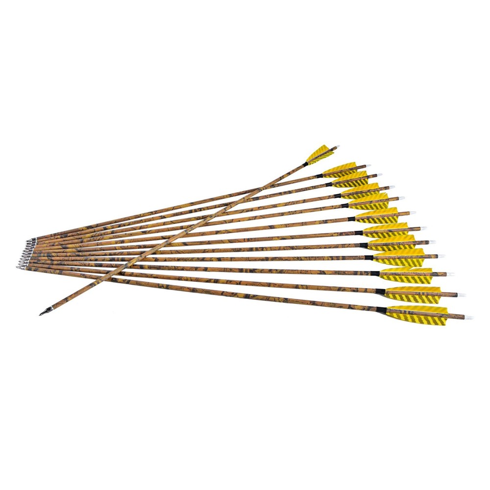 30" Carbon Arrows Camo SP500 Turkey Feather Removable Tips Compound Bow Target