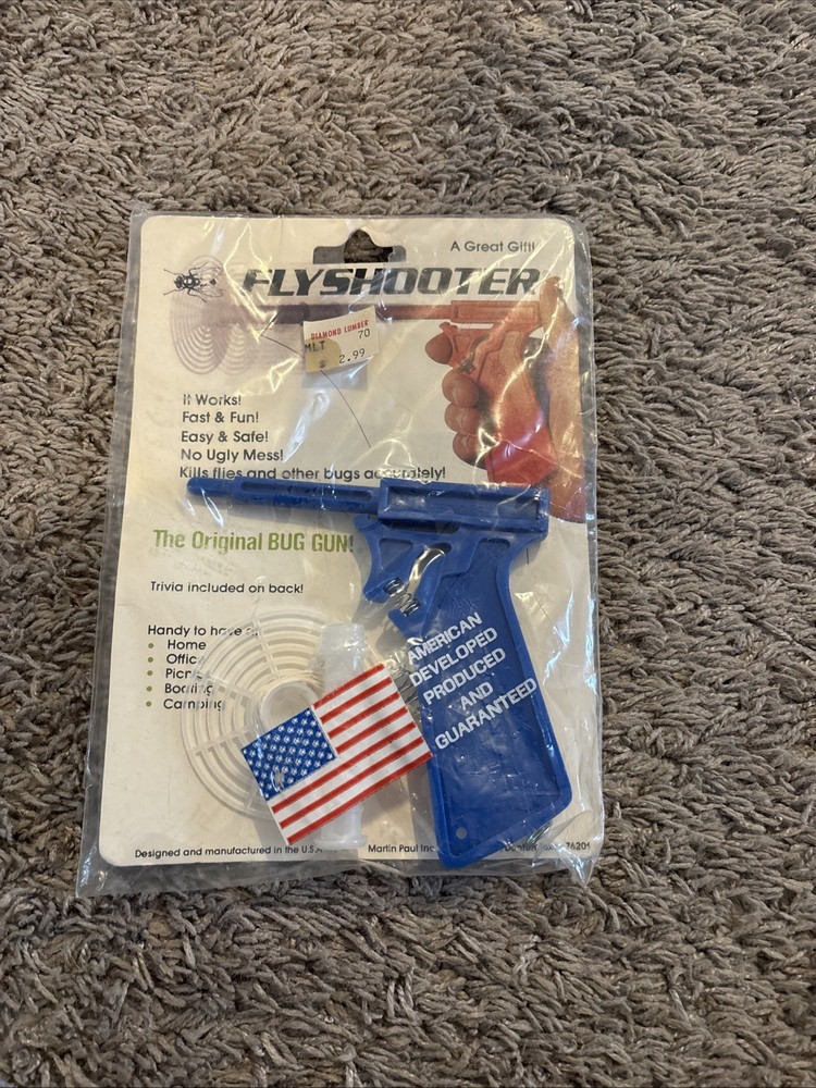 1985 Flyshooter Bug Gun New In Package Vintage Fly Swatter Tool