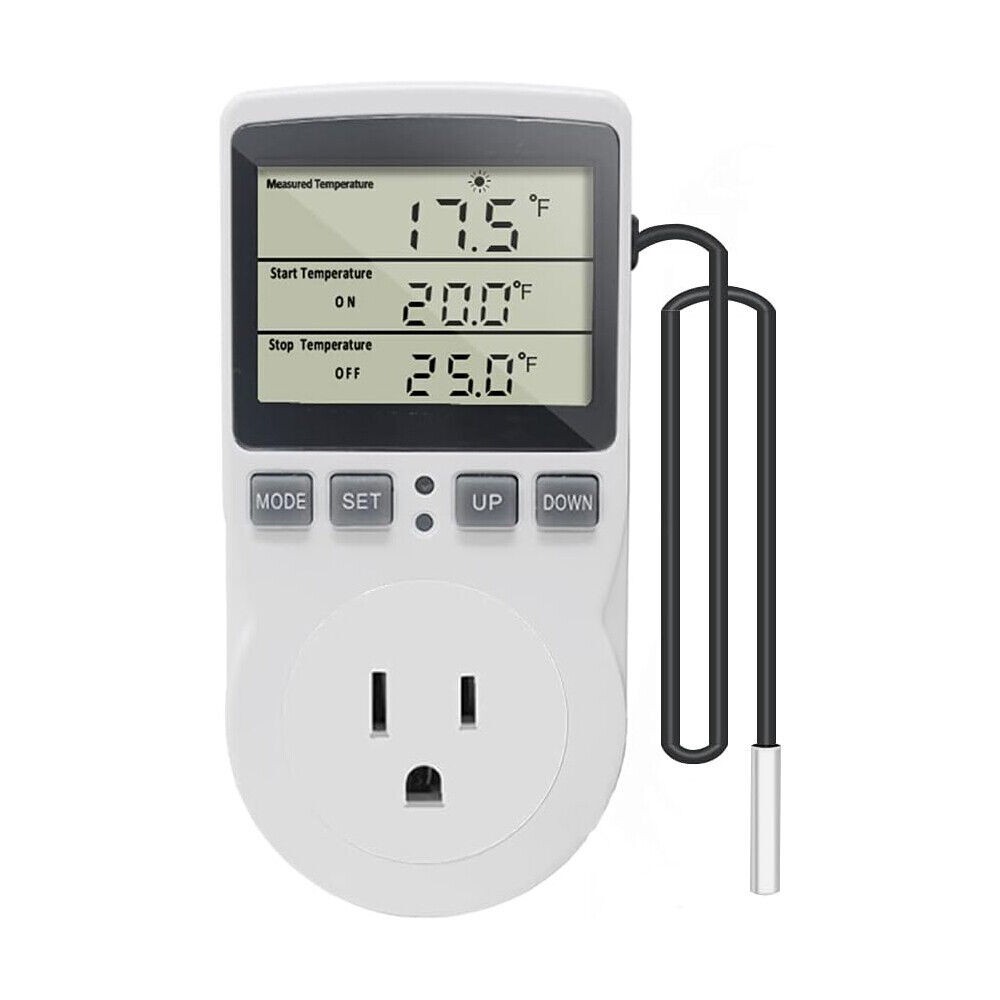 Temperature Controller Heating Cooling with Probe Digital Thermostat Outlet Plug