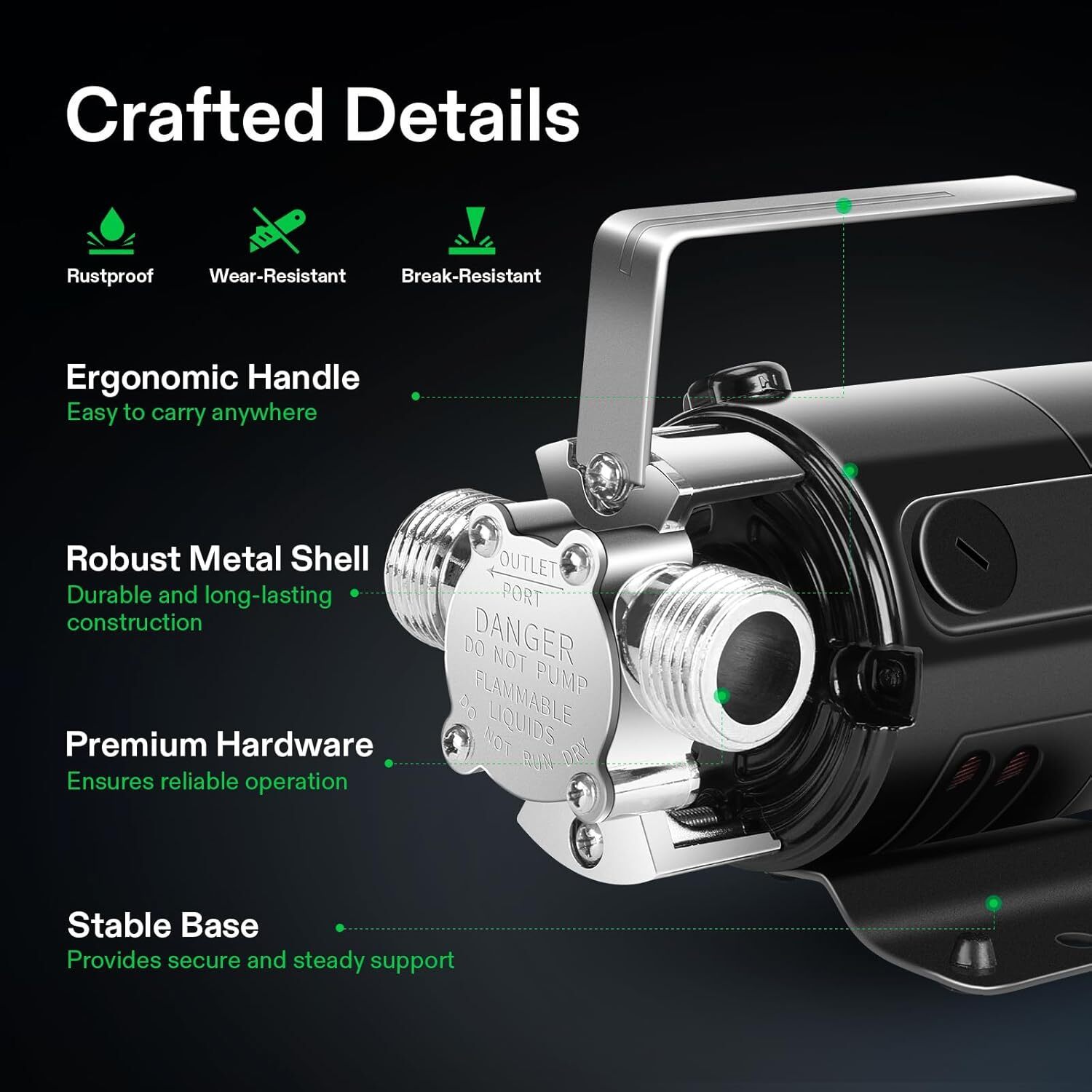 VIVOSUN 330GPH 115V Water Transfer Removal Utility Pump w/ ON/OFF Switch & Hose