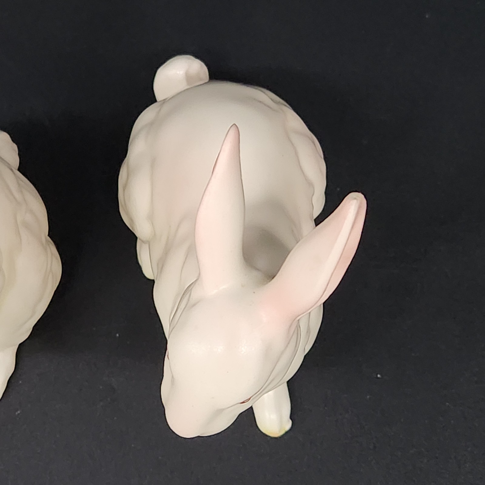 Set Of 3 Vtg Ceramic Lefton White Bunnies Rabbits H7143 & H880 Pink Eyes Easter
