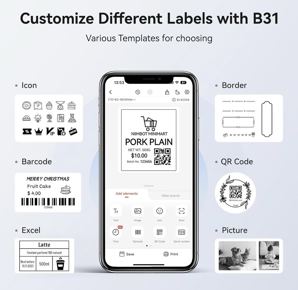 Niimbot Smart Label Maker Printer New Portable Bluetooth B31