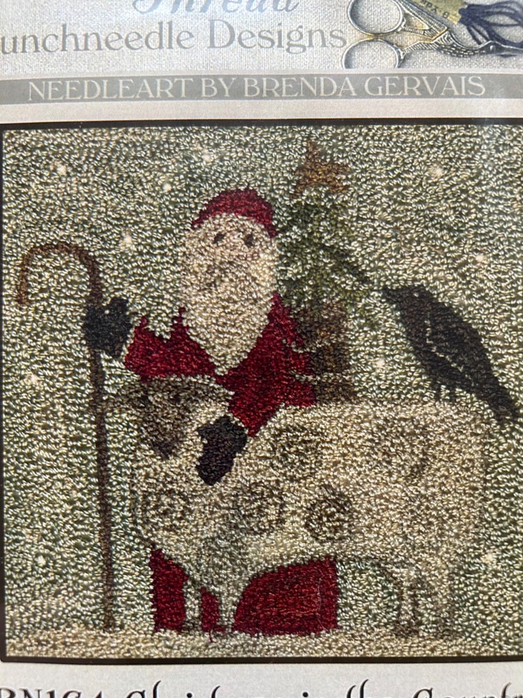 OOP? PRIMITIVE PUNCHNEEDLE  EMBROIDERY PATTERN, CRAFTS PUNCH NEEDLE SANTA