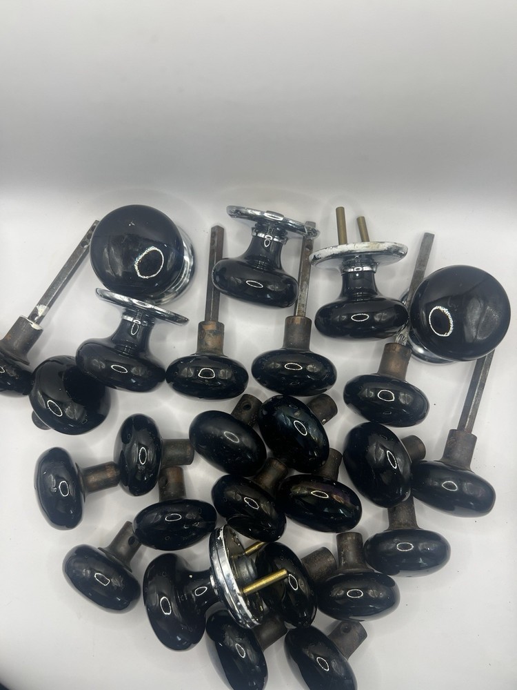 Vintage Antique Black Marble Door Knobs 26 Count