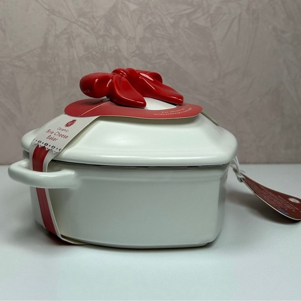 Heart-Shaped Brie Cheese Baker with Red Bow