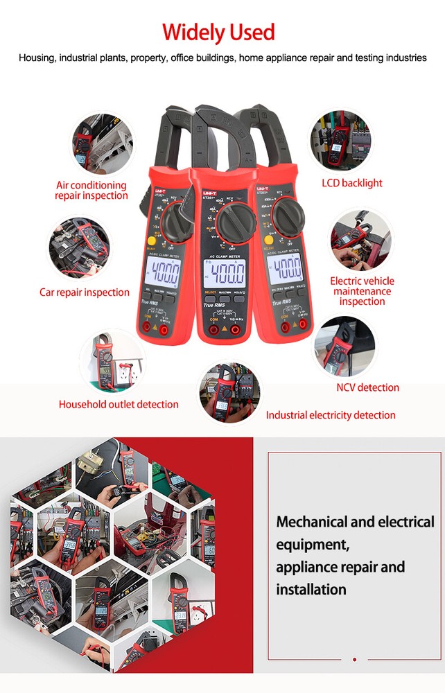 UNIT TRUE RMS Digital Clamp meter AC DC NCV Multimeter Cap Live Wire Test UT204+