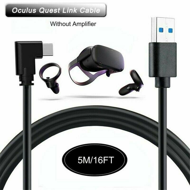16FT Link Cable For Oculus Quest 2 Type-C 3.2 Right Angle To USB C Charging Cord