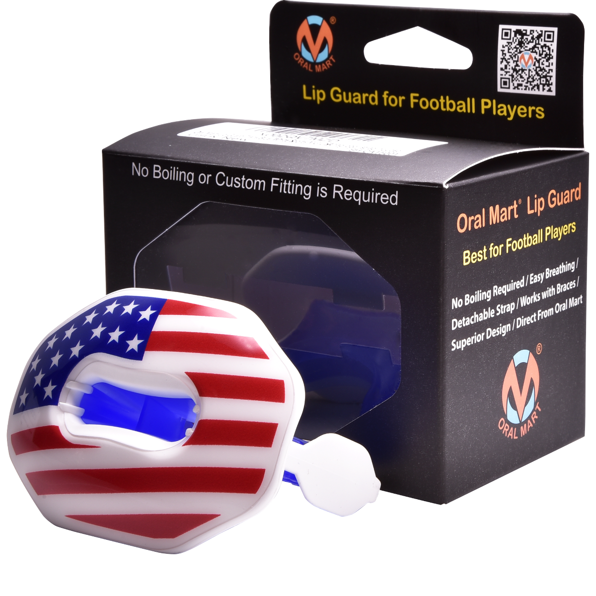 Oral Mart Football Mouth Guard (USA Flag) - Lip Guard Mouthpiece Protector