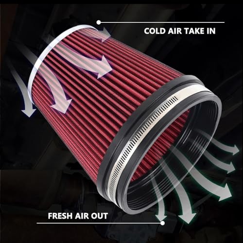6" Inlet Cold Air Intake Filter Cone Replacement Performance Red (6" Tall)