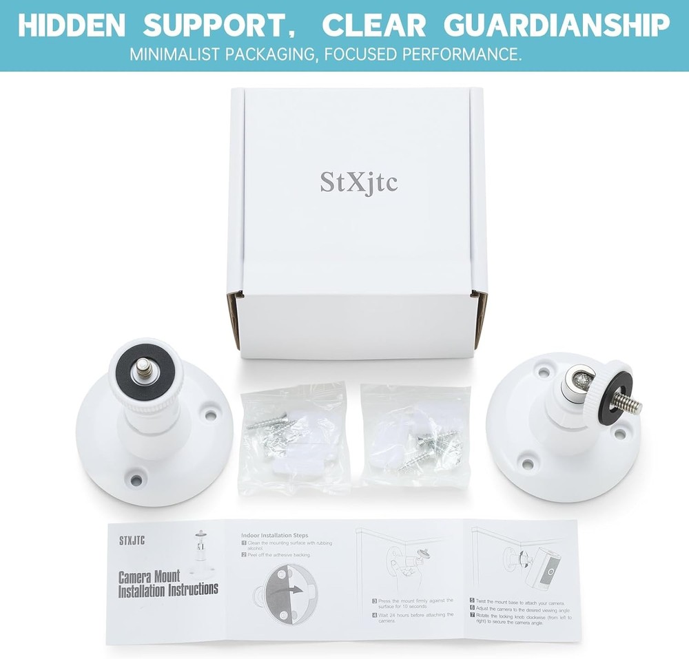 2 Pack Ring Camera Mount Bracket for Stick Up Cam, Outdoor White