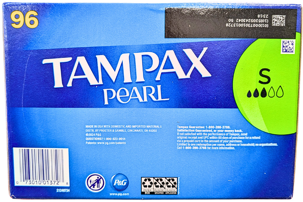 Tampax Pearl Super Absorbency Tampons 96 Count