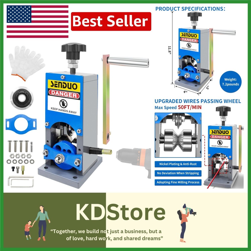 Reliable Wire Stripping Machine for Multiple Wire Types - Hand Crank & Drill