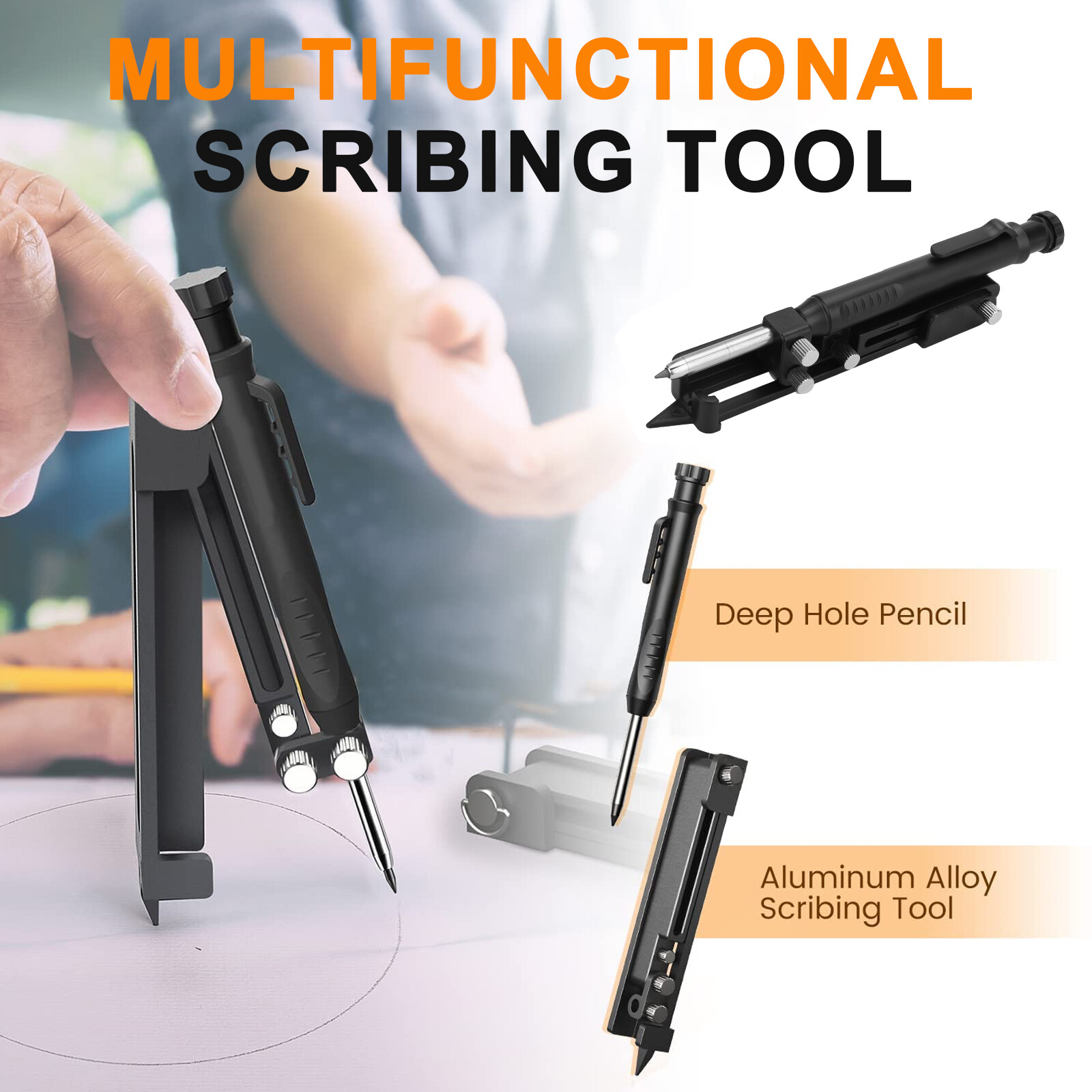 Multi-function Scribing Tool Construction Pencil DIY Woodworking Profile Scribe