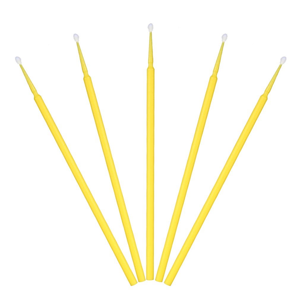 100 Micro Brushes Applicators Microbrush Dental Regular Yellow 2.0 mm