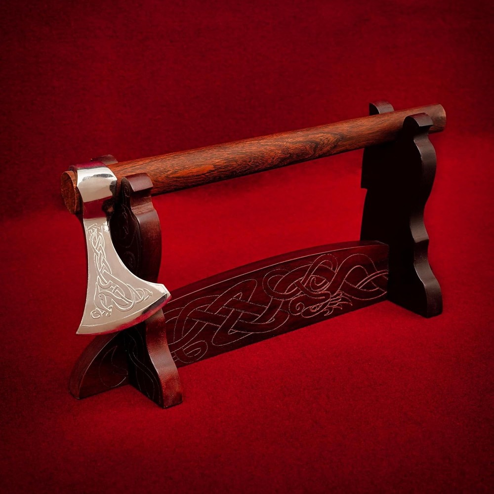 Sword Stand Axe stand Medieval Wall Mount Samurai Dark Polish