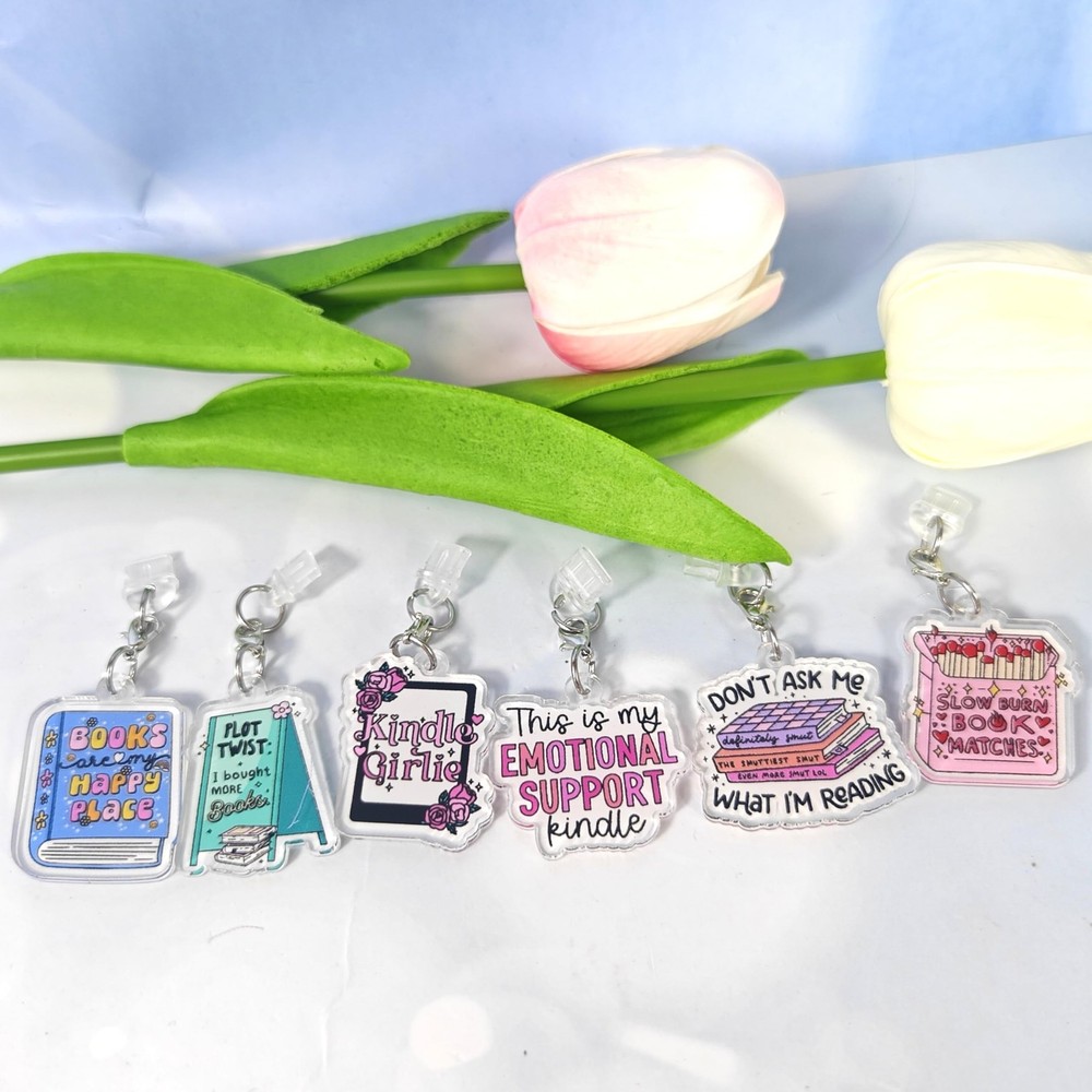 ANKUAITIAN 6PCS Charms for E-Reader, About Reading Theme Dust Type C, Style-B