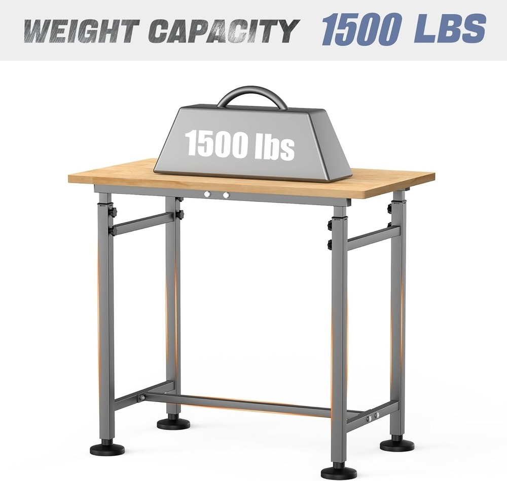 Adjustable Height Work Table 32" x 18" with 1500 lbs Capacity for Flexibility