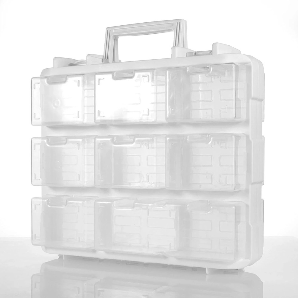 Double Sided Thread Box Storage 16 Grids Sewing Organizer Clear Plastic Threa...