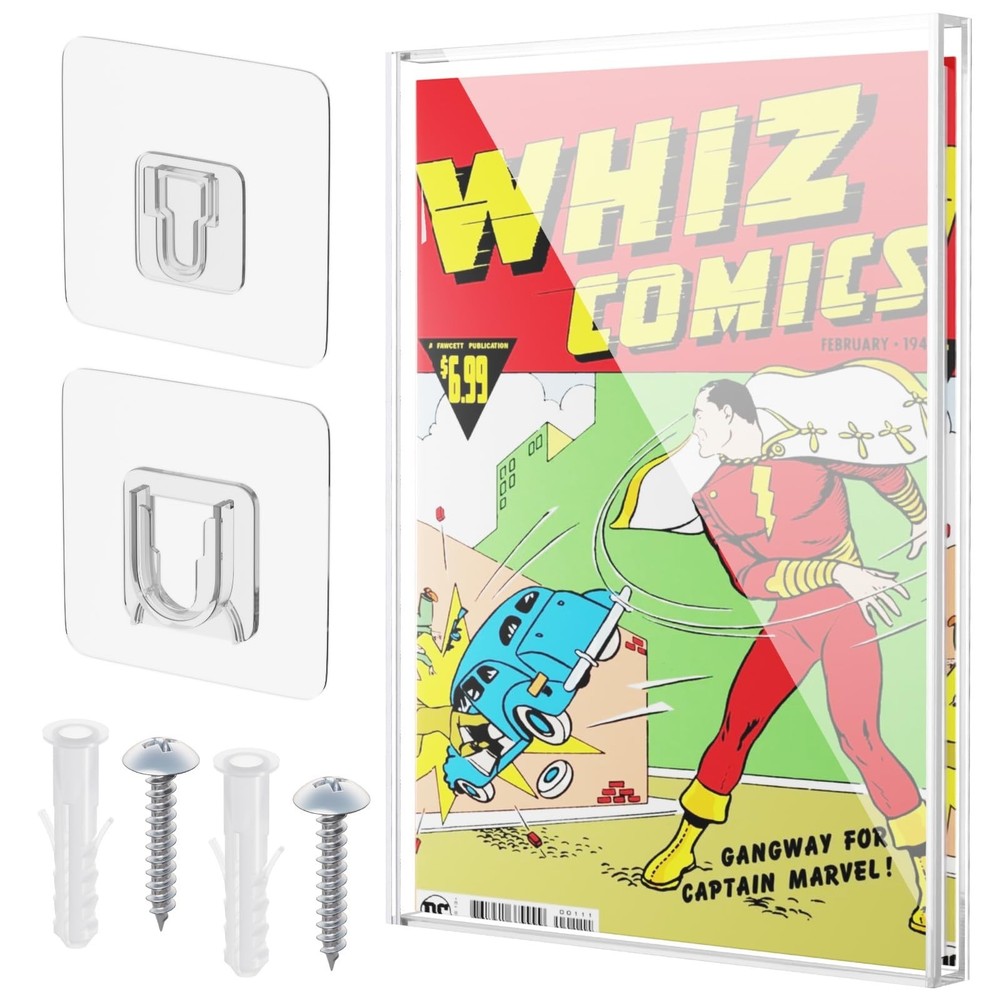 Acrylic Comic Display Case - Wall Mounted, UV-Protection, Silver Age Comic Sh...