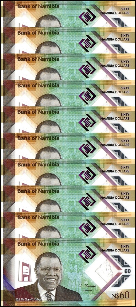 Namibia 60 Namibia Dollars, 2025, P-19, UNC Commemorative, Polymer X 10 PCS