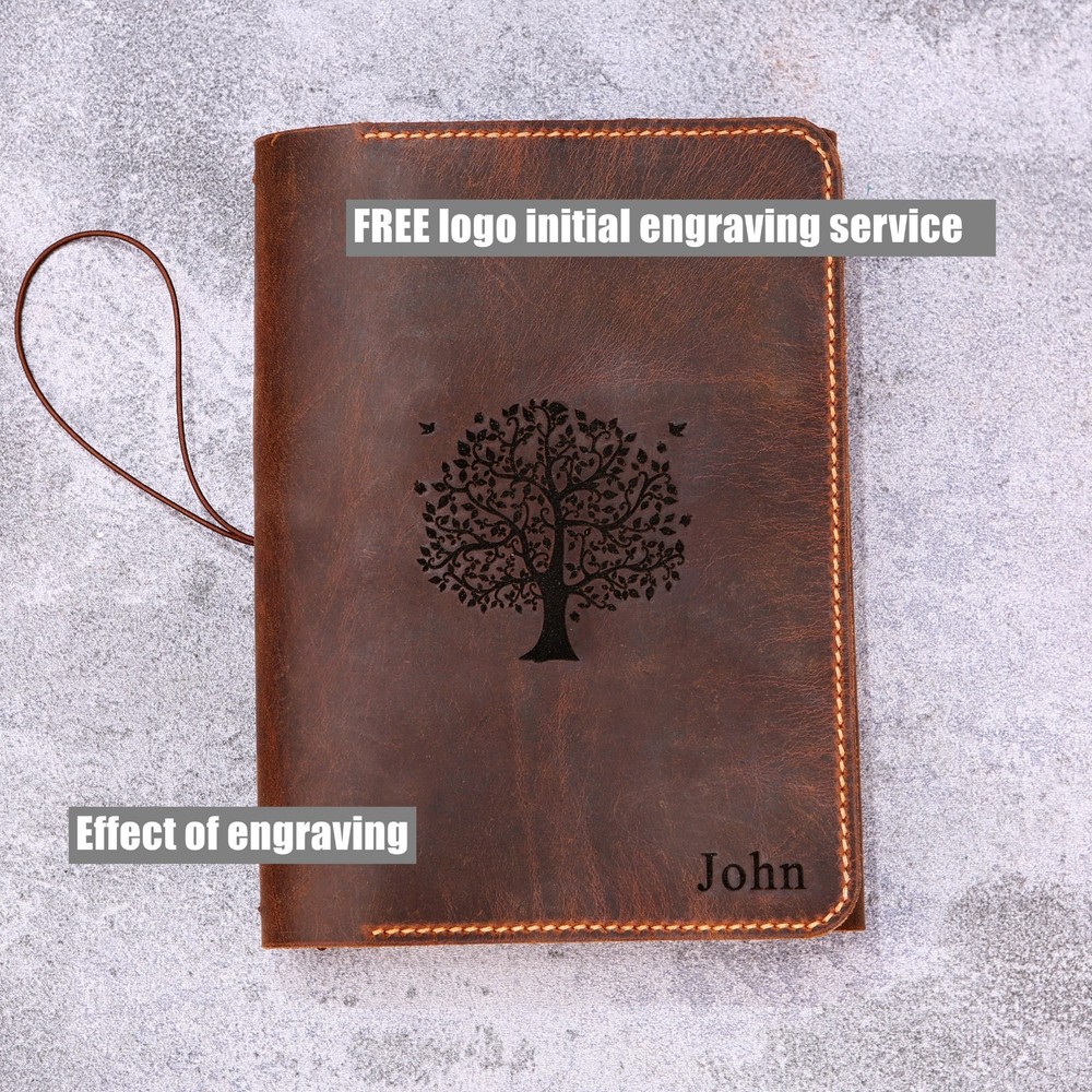 Personalized Trifold Leather Journal Cover, Refillable Journal Notebook A5 A6