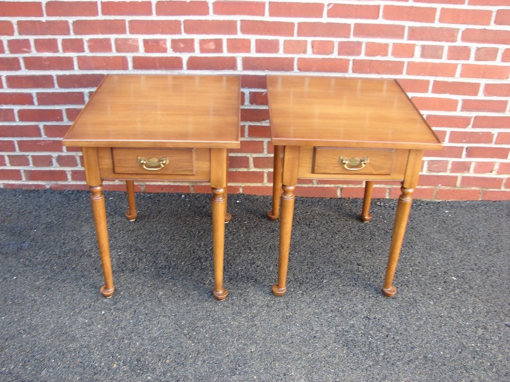 PAIR STATTON SOLID CHERRY ONE DRAWER END LAMP TABLES