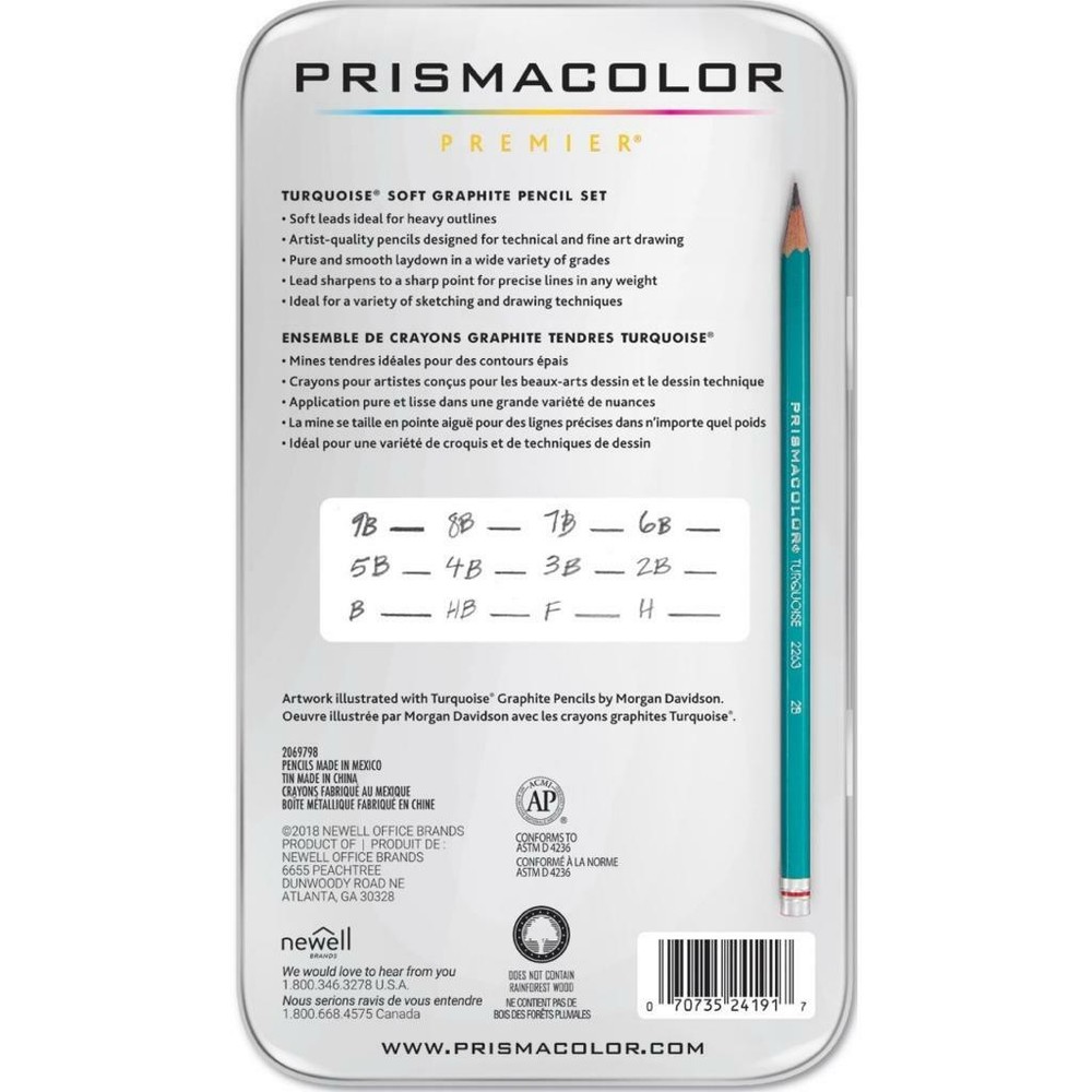Prismacolor Turquoise Drawing Sketching Pencil Set - Soft Graphite - 12 Set