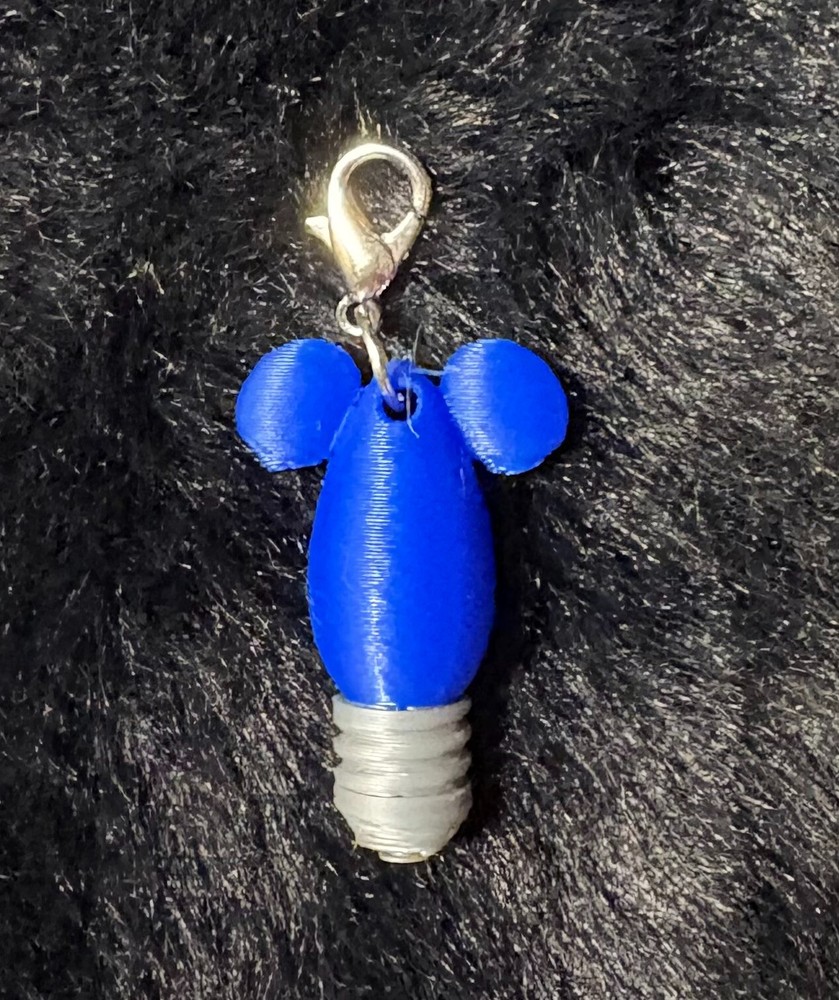 Blue Mickey Christmas Bulb Zipper Pull