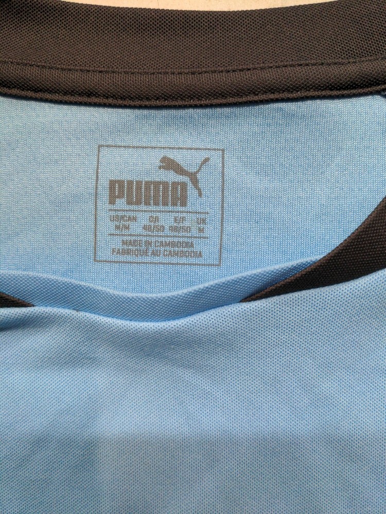 Puma Men's T-Shirt M Blue Graphic 100% Polyester Round Neck Basic