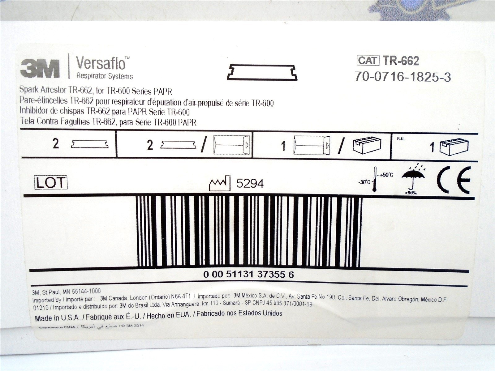 3M - TR-602N - Versaflo PAPR BLOWER MOTOR - Belt, Pre-Filters, Spark Arrestors